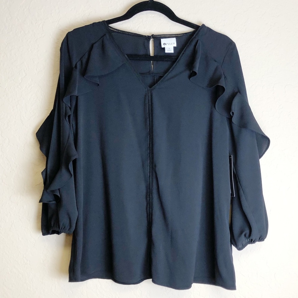 Stylus Black Top Long Sleeve Size M